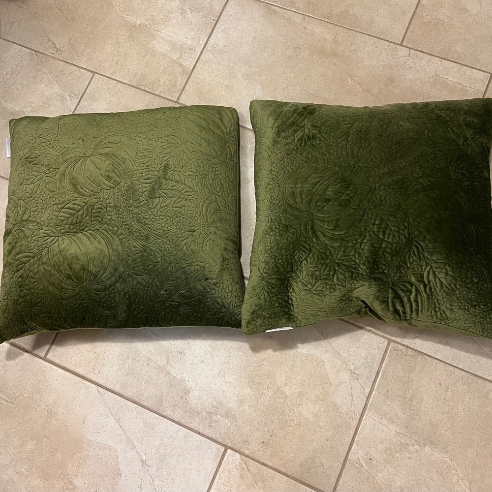 Autumn Hill velveteen olive green autumn cushions